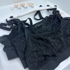 Target Auden Set/3 Black Lace Lightly Lined Scoop Neck Bralette